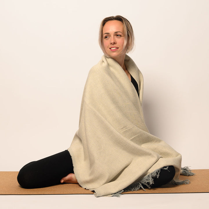 Bio-Baumwoll Yoga Decke mit Fransen