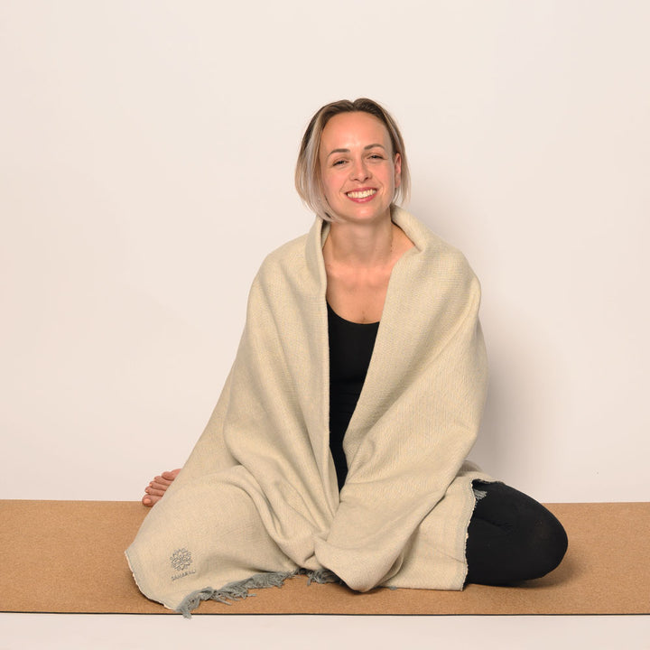 Bio-Baumwoll Yoga Decke mit Fransen