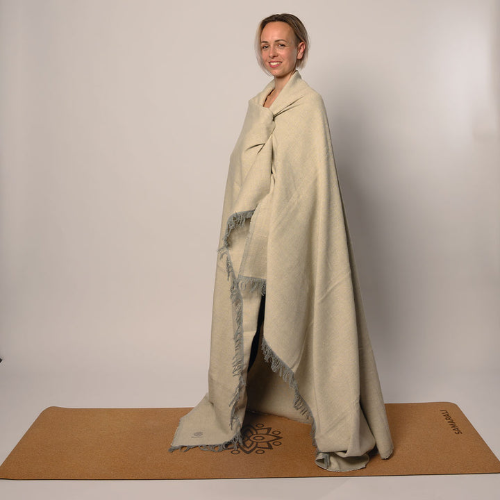 Bio-Baumwoll Yoga Decke mit Fransen