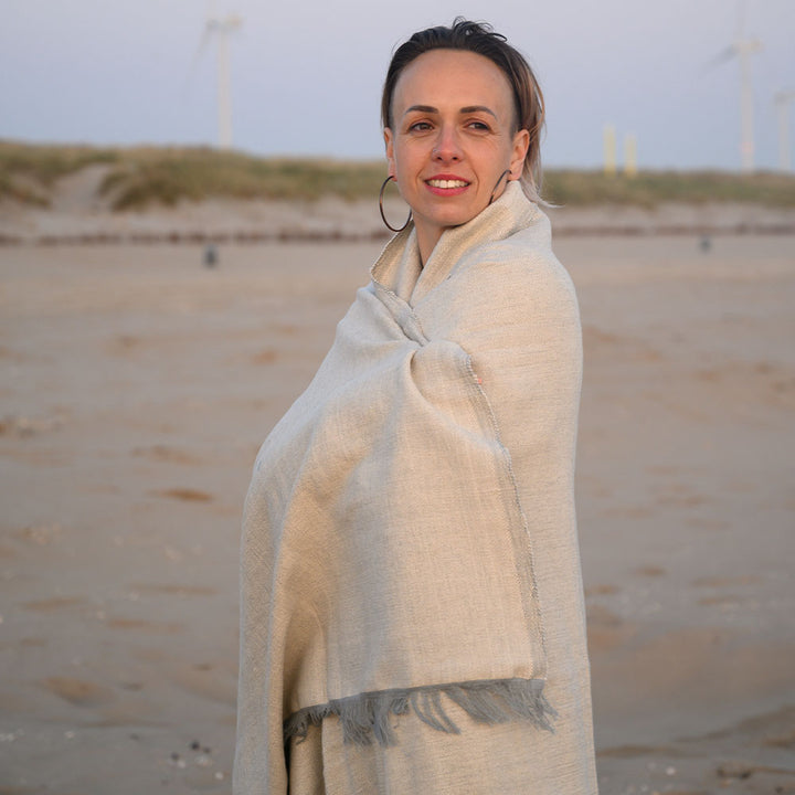 Bio-Baumwoll Yoga Decke mit Fransen