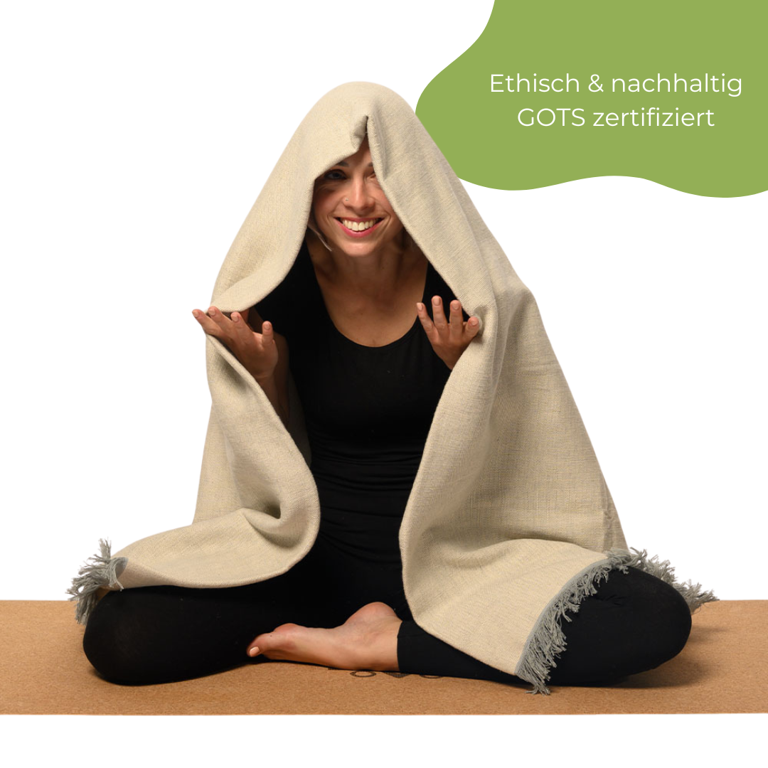 Bio-Baumwoll Yoga Decke mit Fransen